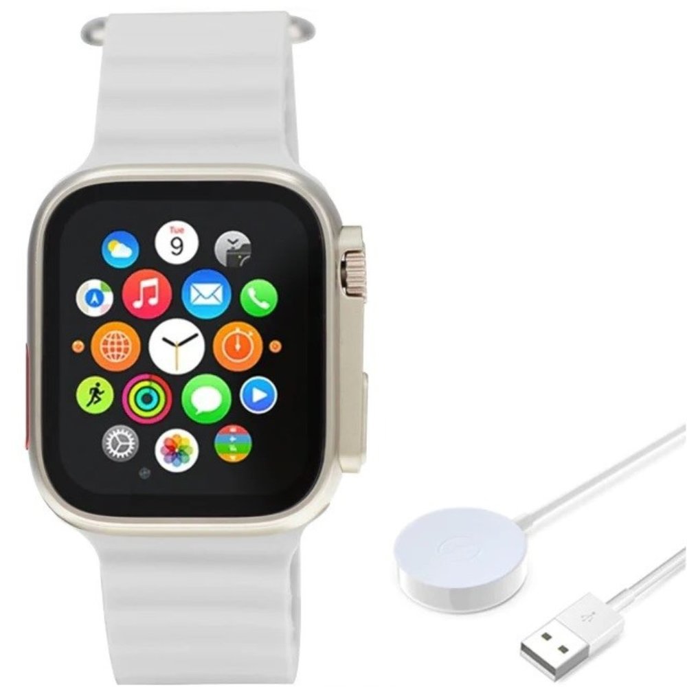 45mm Women Men's Sport Blood Oxygen Heart Rate Blood Pressure Smart Watch White